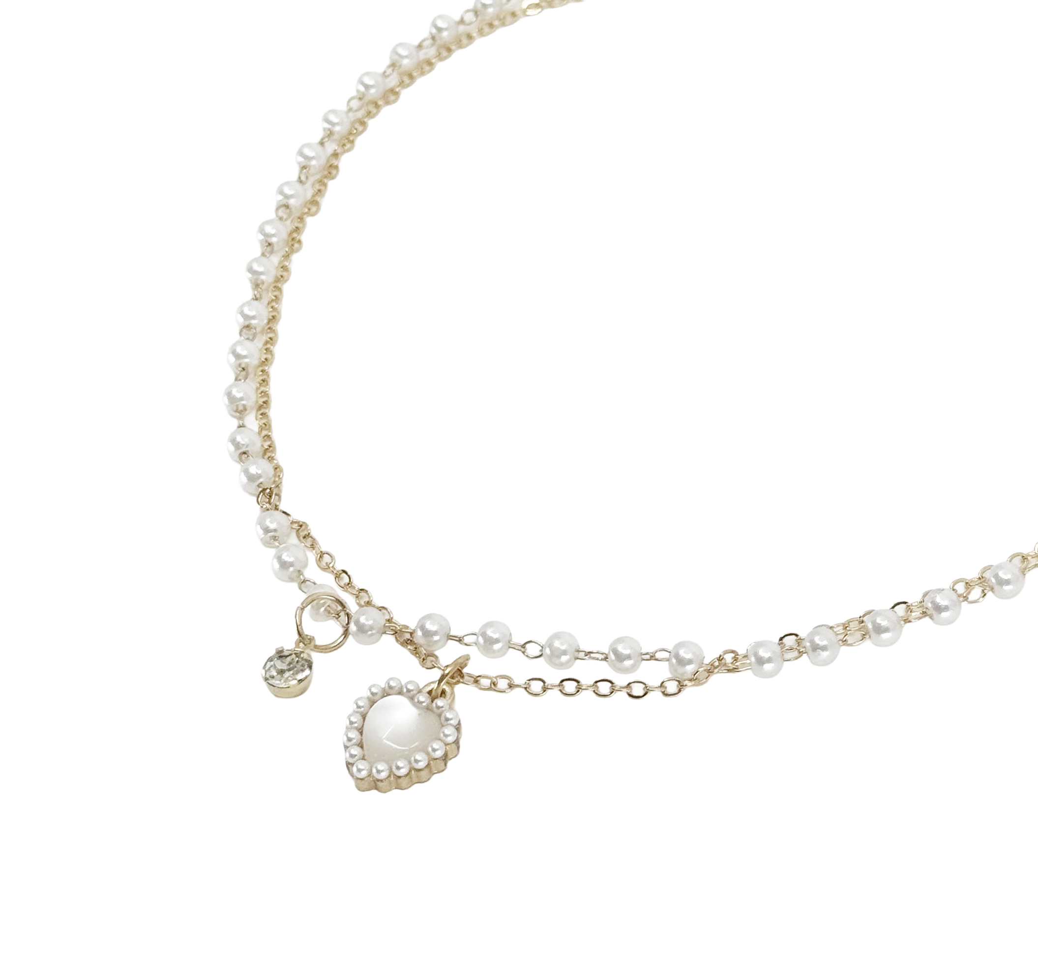 Layered Pearl & Heart Pendant Necklace
