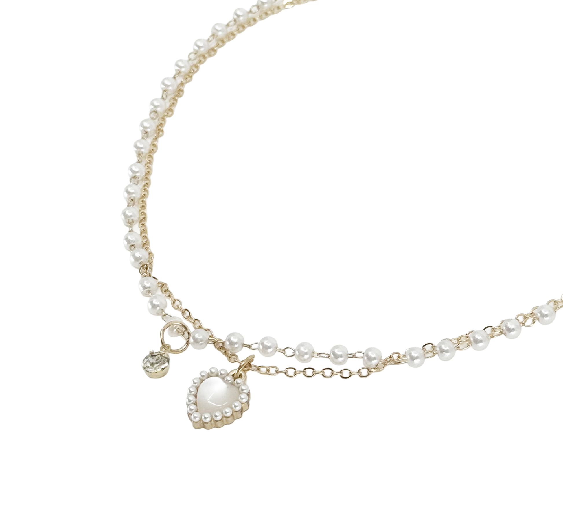 Layered Pearl & Heart Pendant Necklace